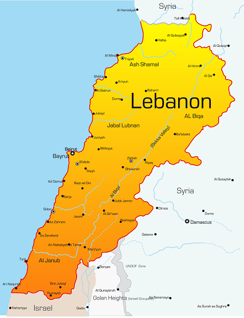 Lebanon map - Carte du Liban